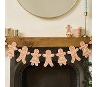 Gingerbread Friends Christmas Garland - Brown Hanging Holiday Decoration, 2m