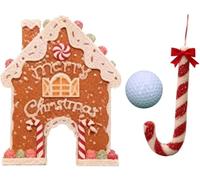 Gingerbread Game Set for Golf, Portable Christmas Mini Course kit with Candy Cane Club & Balls, Funny Christmas Party Game Gift Idea for Kids & Adults