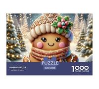 Gingerbread Girl 1000 Pc Puzzles for Adults Kids - Cute Gingerbread Man Jigsaw Puzzle Educational Game Challenge Wall Decoration52x38cm/1000pcs