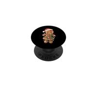 Gingerbread Girl Santa Hat Christmas Lights Bow Women PopSockets Adhesive PopGrip