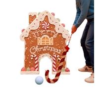 Gingerbread Golf Game Set - 40cm Mini Christmas Golf Toy | Candy Cane Stick Ball & Gingerbread House Goal | Festive Indoor Holiday Game - Family Parties | Xmas Decorations