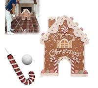 Gingerbread Golf Game Set, Christmas Gingerbread House Goal with Candy Cane Club & Balls, Christmas Indoor Family Game for All Age Groups, Funny Mini Golf Party Game Gift Idea for Home Office
