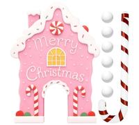 Gingerbread Golf Game Set, Christmas Mini Golf Course, Portable Golfs Toy with Candy Cane Club, 6 Balls & Santa Gingerbread House Goal, Funny Christmas Party Game for Kids & Adults (Pink B)