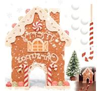 Gingerbread Golf Game Set, Christmas Mini Golf Course, Portable Golfs Toy with Candy Cane Club and Balls, Funny Christmas Party Game for Kids and Adults, Indoor Family Game for Home Play (Yellow)