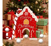 Gingerbread Golf Game Set, Gingerbread Golf Christmas Toy, with Candy Cane Stick, Balls and Gingerbreads House Goal, For Fun Laughter Party Holiday Gatherings Room Decorations (red)