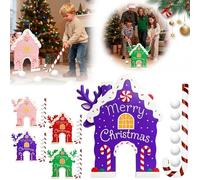 Gingerbread Golf Game Set, Gingerbread Golf Christmas Toy, with Candy Cane Stick, Balls and Gingerbreads House Goal, For Fun Laughter Party Holiday Gatherings Room Decorations (purple)