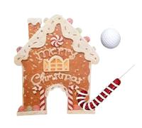 Gingerbread Golf Game Set, Gingerbread Golf with Candy Cane and Ball, Portable Mini Golfs Course Set Christmas Games for Families, Christmas Family Games with Holes and Putters