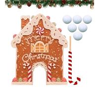 Gingerbread Golf Game Set, Gingerbread House Mini Golf Kit with Candy Cane Club & 6 Balls, Home & Office Christmas Indoor Putting Game for Kids Adults Holiday Family
