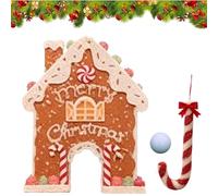 Gingerbread Golf Game Set, Holiday Fun Golf Toy with Candy Cane Clubs and Soft Balls, Gingerbread House Miniature Golf Games, Funny Party Challenge Gift Idea for Home Office Play (1 set)