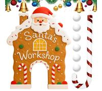 Gingerbread Golf Game Set, Portable Golf Toy with Candy Cane Club & Balls, Christmas Mini-Golf Course, Funny Christmas Party Mini Games for Kids & Adults (A)