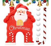 Gingerbread Golf Game Set, Portable Golf Toy with Candy Cane Club & Balls, Christmas Mini-Golf Course, Funny Christmas Party Mini Games for Kids & Adults (D)