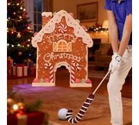 Gingerbread Golf Game Set, with 6 Golf Balls, Christmas Game, Gingerbread Golf Set, Fun Mini L-ebake House Building Kits with Candy Cane Bat & 6 Balls, Interactive Family Christmas Golfs