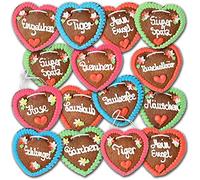 Gingerbread hearts 10 pieces with different pet names - spells 14 cm large. Original fresh Oktoberfest cake hearts from Munich. Gingerbread hearts best buy | confectionery sugar addiction