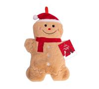 Gingerbread Hot Water Bottle with Plush Cover - Festive Red Design with White Pom-Pom Hat - 27cm Bottle with 30-40cm Soft Polyester Cover - Christmas Themed