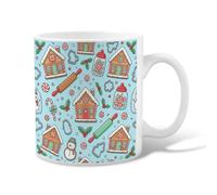 Gingerbread House Baking Theme Christmas Ceramic Coffee Mug 11oz | Gingerbread Houses, Tea Cup, Rolling Pins, Candy Canes, Winter Baking Theme, Cozy Kitchen Decor, Seasonal Beverage Mug
