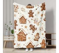 Gingerbread House Blanket, Brown Holiday Biscuits Decor Throw Blanket, Soft Cozy Fleece for Winter, Christmas, Sofa, Camping, All Seasons 50x60 Inch