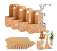 Gingerbread House Box/Cup Holder, DIY Gingerbread Drink Holder, Small Xmas Drinking Boxes with Handle, Holiday Gifts Packaging Carrier for Party Favors and Festive (4PCS)