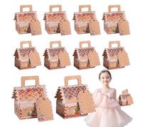 Gingerbread House Boxes,10 Cute Christmas House Cookie Boxes with Tags and Handle - Goodie Boxes Christmas Candy Bags, Cupcake Boxes for Christmas Party Favor, Candies, Cookies