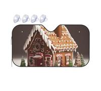 Gingerbread House Car Windshield Sun Shade Foldable Car Front Window Sunshade for Sun, Heat and UV Rays, Auto Sun Blocker Visor Protector for Cars, SUVs Medium