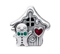Gingerbread House Charm Bead for Pandora Moments Bracelets Elegantly Plated in Fine Silver inscribed 'Home Sweet Home' Her Girls Women - Happy Birthday Gift Box