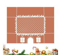 Gingerbread House Christmas Tablecloth, Christmas Rectangle Washable Fitted Table Cover For Kids, Reusable Merry Christmass Tablecloth, 3D Gingerbread House Pattern Backdrop For Harvest Holiday Picnic