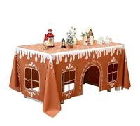 Gingerbread House Christmas Tablecloth,Reusable Washable Gingerbreads Table Cover,Gingerbread Playhouse Table Cloth,Hidden Children's Playground Gift for Winter Holiday Dining Party (119 *150 cm)