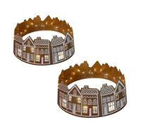 Gingerbread House Christmas Tree Collar, 5 Pieces 26/28 Inches Led Gingerbread House Skirt Collar, Winter Reusable Stand Holiday Supplies for Holiday Decorations