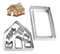 Gingerbread House Cookie Cutter Set - 3D Christmas Cookie Cutters - 10Pcs Gingerbread House Kit for Christmas, Halloween, Holiday, Winter (Gift Package)
