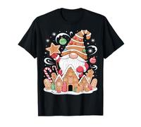 Gingerbread House Decor for Women with Christmas Gnome T-Shirt