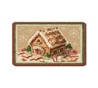 Gingerbread House Dish Drying Mats for Kitchen, Festive Absorbent Rubber Drainer Rack Mat, Winter Sweet Treats Pu Leather Drying Pad for Counter 12x20 Inch