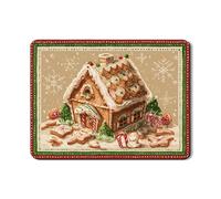Gingerbread House Dish Drying Mats for Kitchen, Festive Absorbent Rubber Drainer Rack Mat, Winter Sweet Treats Pu Leather Drying Pad for Counter 18x24 Inch