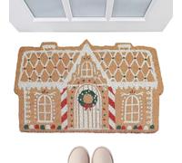 Gingerbread House Door Mat | 40x60cm Christmas Doormat Rug | Non Slip Gingerbread Village Outdoor Indoor Door Bath Mats | Christmas Welcome Doors Mat Home Decor Accessories for Kitchen & Bathroom