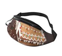 Gingerbread House Fanny Pack for Men Women, Waterproof Sports Waist Bag Fashion Belt Bag Crossbody Bags Hip Bum Bag with Adjustable Strap Large Sling Bag Purse for Travel Hiking