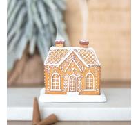 Gingerbread House Incense Burner - Christmas Village Log Cabin Smoking House, Resin Incense Cone Holder for Desktop Decorations