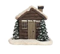 Gingerbread House Incense Burner, Resin Snowy Roof Cabin Incense Holder Christmas Decorations for Meditation, Natural Aromatherapy Ornaments for Indoors to Fragrance, Home Festival Decor (A)