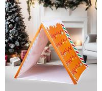 Gingerbread House Kids Play Tent, 45" x 33" Christmas Sleepover Tent, Indoor Holiday Playhouse, Lightweight Foldable Design, Easy Assembly, Brown Gingerbread Décor for Home & Party (1)