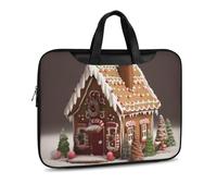Gingerbread House Printed Leather Shoulder Messenger Bag Briefcase for Men Women Travel Business Office Hangbag Laptop Pack Crossbody