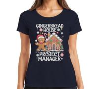 Gingerbread House Project Manager Gift Idea Ladies T-Shirt, navy, XL