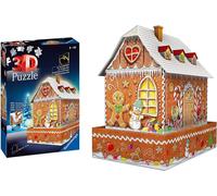 Ravensburger Christmas Gingerbread House 216 Piece 3D Jigsaw Puzzle for Adults and Kids Age 8 Years Up - Night Edition with LED Lighting