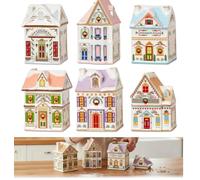 Gingerbread House Spice Jars with Label Holiday Village Spice House Set, Seasoning Jars for Cinnamon, Sugar & Cocoa, Xmas Kitchen Countertop Decor, Vintage Kitchen Spice Storage Jar for Home