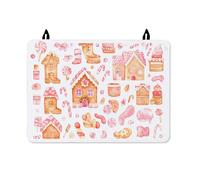Gingerbread House Stove Top Cover for Electric Stove, Winter Festive Candy Cane Cupcake Christmas Peach Pu Surface Flat Top Electric Protector Mat Cottage Kitchen Decor 28x20 Inch