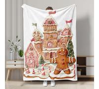 Gingerbread House Throw Blanket, Christmas Festive Warm Ginger Color Holiday Decor Soft Plush Fleece Blanket for Sofa, Camping, Travel, Bed, All Season 60x80 Inch
