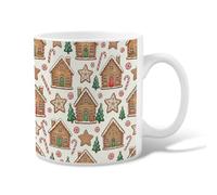 Gingerbread House Winter Theme Christmas Ceramic Coffee Mug 11oz | Gingerbread House Print, Tea Cup, Candy Cane Motif, Winter Kitchen Decor, Festive Beverage Mug, Cozy Seasonal Aesthetic