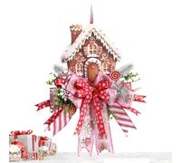 Gingerbread House Wreath | 50cm/20-inch Artificial Wreath Door Sign,Christmas Festival Ornament for Courtyard Classroom Window Tree Farmhouse Fence Porch Patio Home