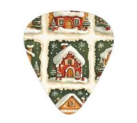 Gingerbread-Houses 12 Pack Guitar Picks With 3 Thicknesses And Storage Box, Abs Plectrums For Electric Bass Guitar Players