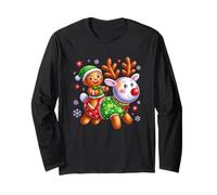 Gingerbread Joy Riding Festive Reindeer Long Sleeve T-Shirt