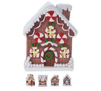 Gingerbread LED Christmas House | Cookie House Ornament Festive Light-Up Decoration | Light Up Christmas Village House Ornament - 10cm ~ Design Varies One Supplied
