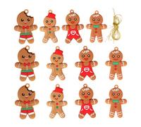 Gingerbread Man - 12 Pieces Decorative Party Pendants - Christmas Tree Pendants | Home School Restaurant Cafe Church Event Mall Wedding Birthday Gathered