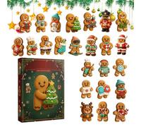 Gingerbread Man Advent Calendars 2025, 24 Days Mini Gingerbread Men Ornament Countdown Calendar, Multiple Styles 2D Acrylic Gingerbreadmen Pendant Decoration, For Front Door, Fireplace Mantle(A)
