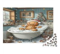 Gingerbread Man Bath 1000 Piece Jigsaw Puzzle Paper for Adults Christmas Bathroom Scene Puzzle Game for Family Relaxation Focus Gift Home 70x50cm/1000pcs